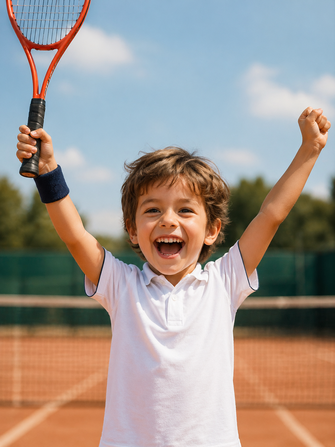 Enfant heureux avec sa raquette