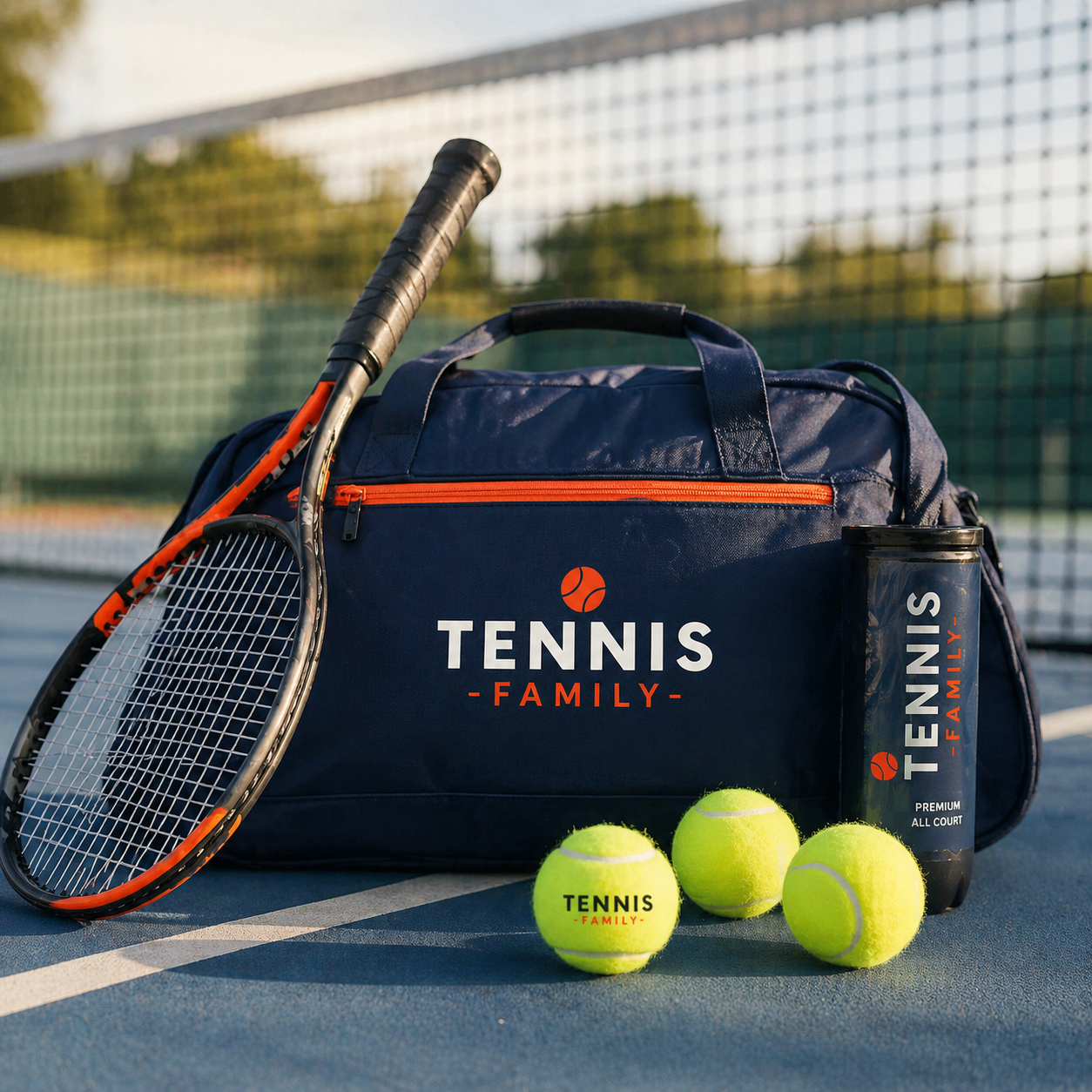 Sac, raquette et balles Tennis Family